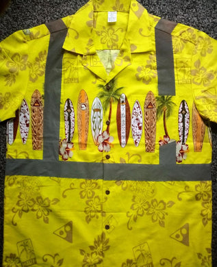 Class 2 Hawaiian Construction Yellow Surfboard Shirt with Pocket