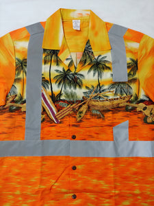 Class 2 Hawaiian Construction Orange Canoe Shirt with Pocket
