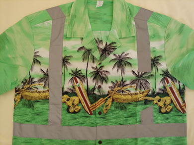 Class 2 Hawaiian Construction Green Canoe Shirt with Pocket