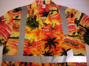 Class 2 Hawaiian Construction Sunset Shirt with Pocket (If your size is sold out, not to worry more stock will be coming Mid-Nov.)