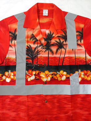 Class 2 Hawaiian Construction Red Canoe Shirt with Pocket