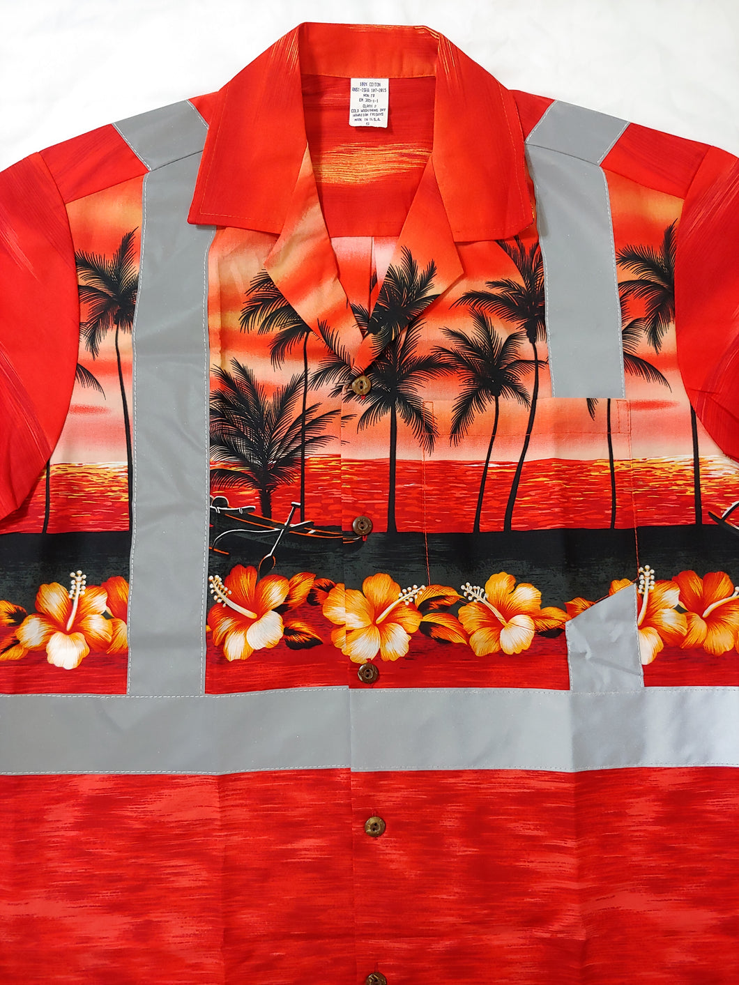 Class 2 Hawaiian Construction Red Canoe Shirt with Pocket (If your size is sold out, not to worry more stock will be coming the 1st part of 2024!)