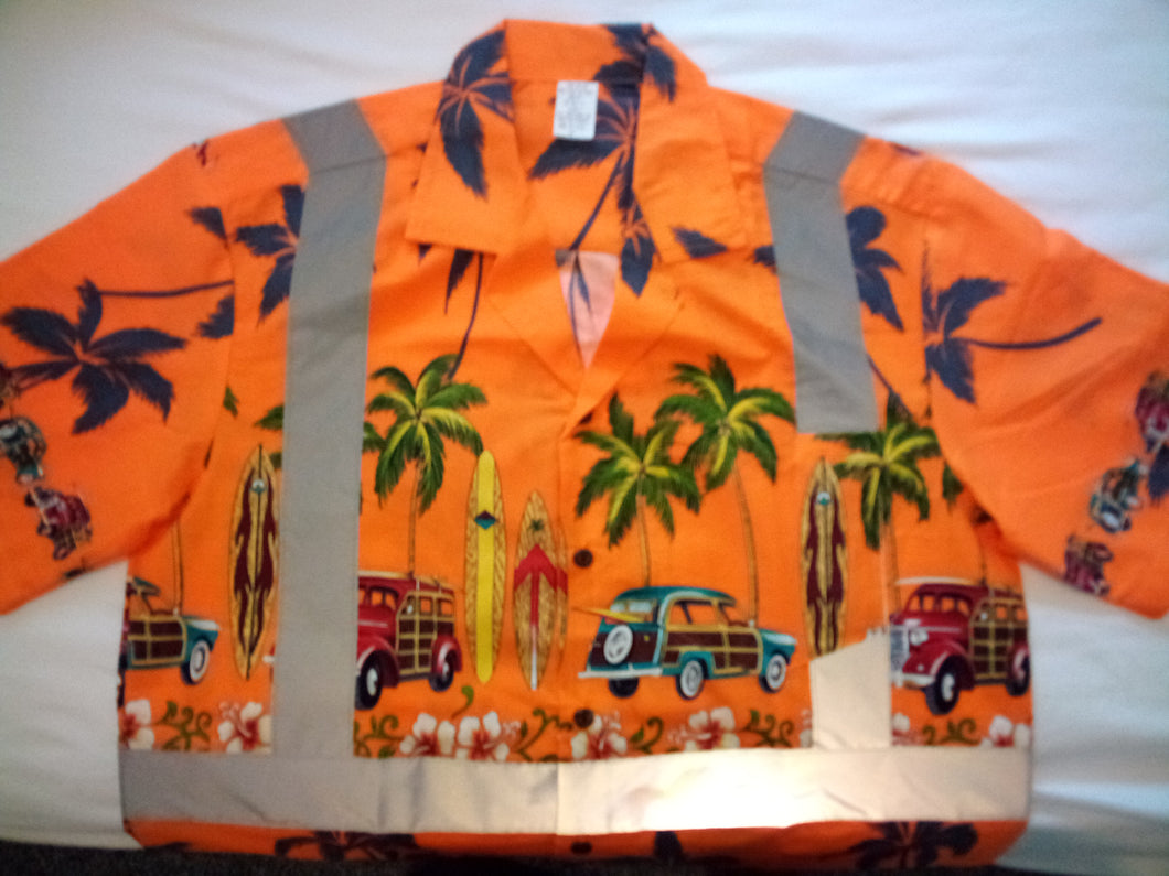 Class 2 Hawaiian Construction Orange Woody Classic Shirt with Pocket (If  your size is sold out, not to worry more stock will be coming the 1st of  the